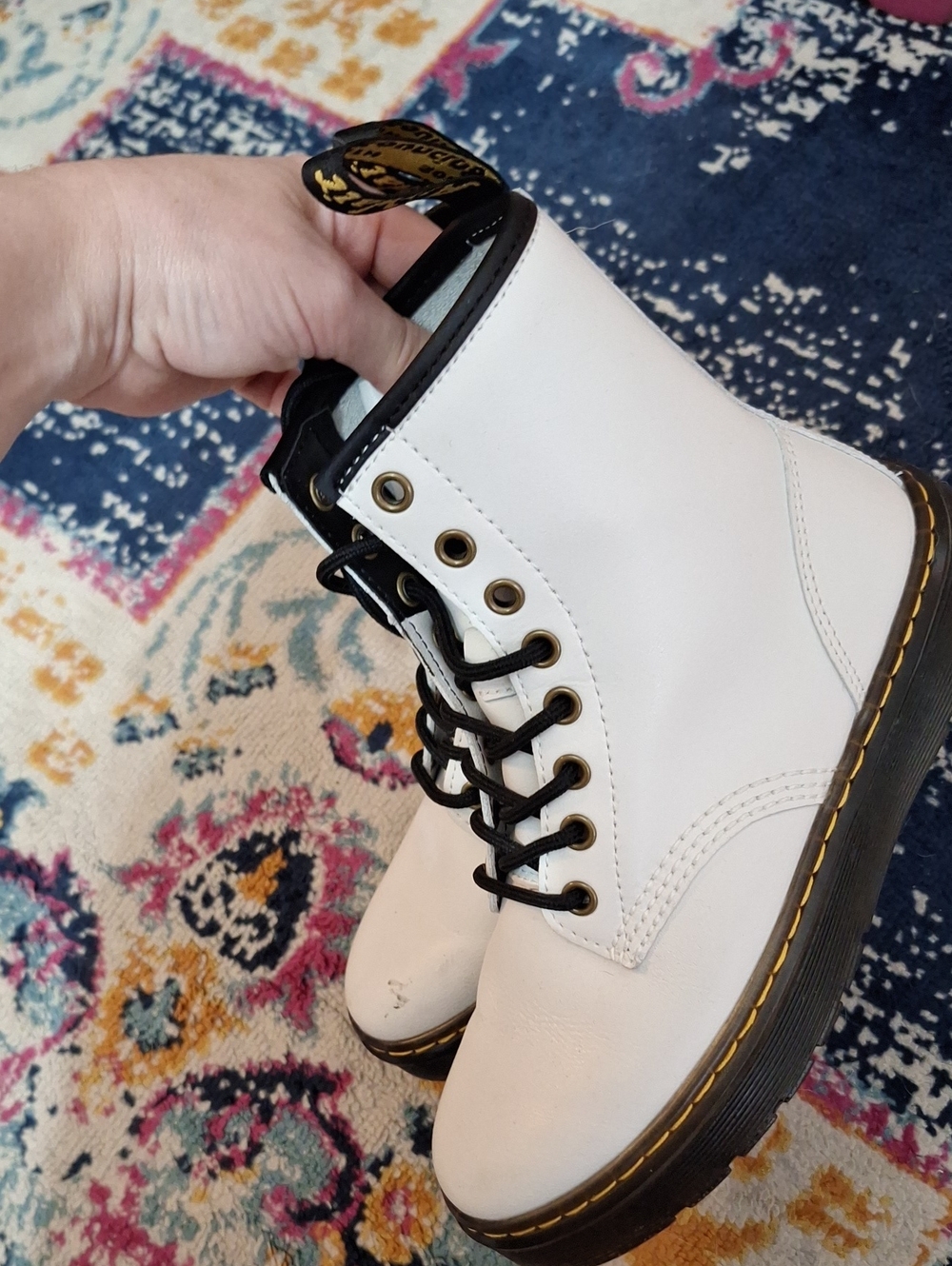 Dr. Martens White Leather 8-Eye Boot with Black Laces